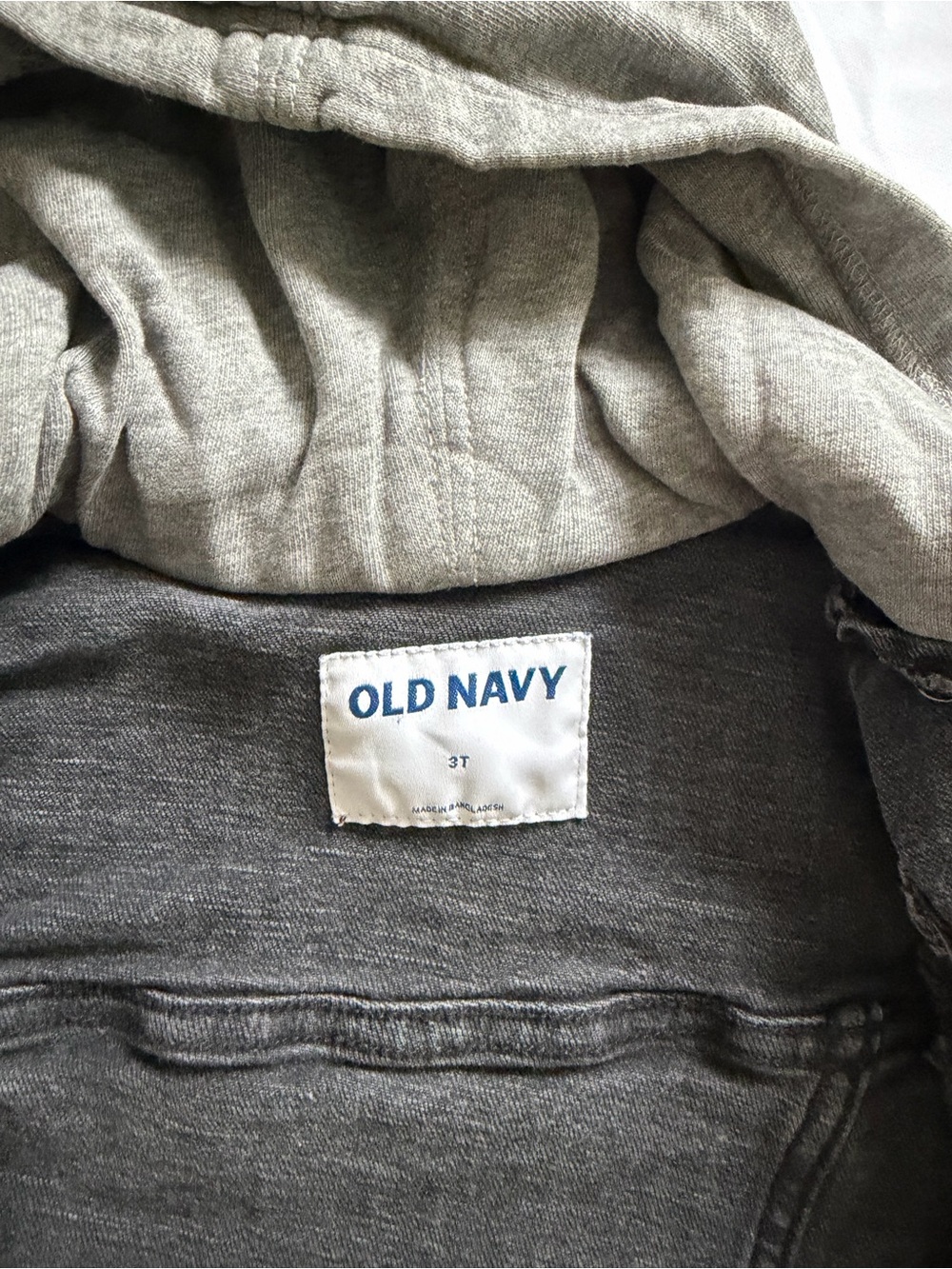 Old Navy Toddler Boys 3T Black Denim Hooded Trucker Jacket Stretch - Picture 7 of 7